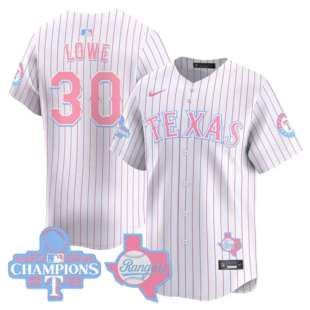 Nathaniel Lowe 30 Texas Rangers Jersey White World Series Champions 2023 Men Split Design
