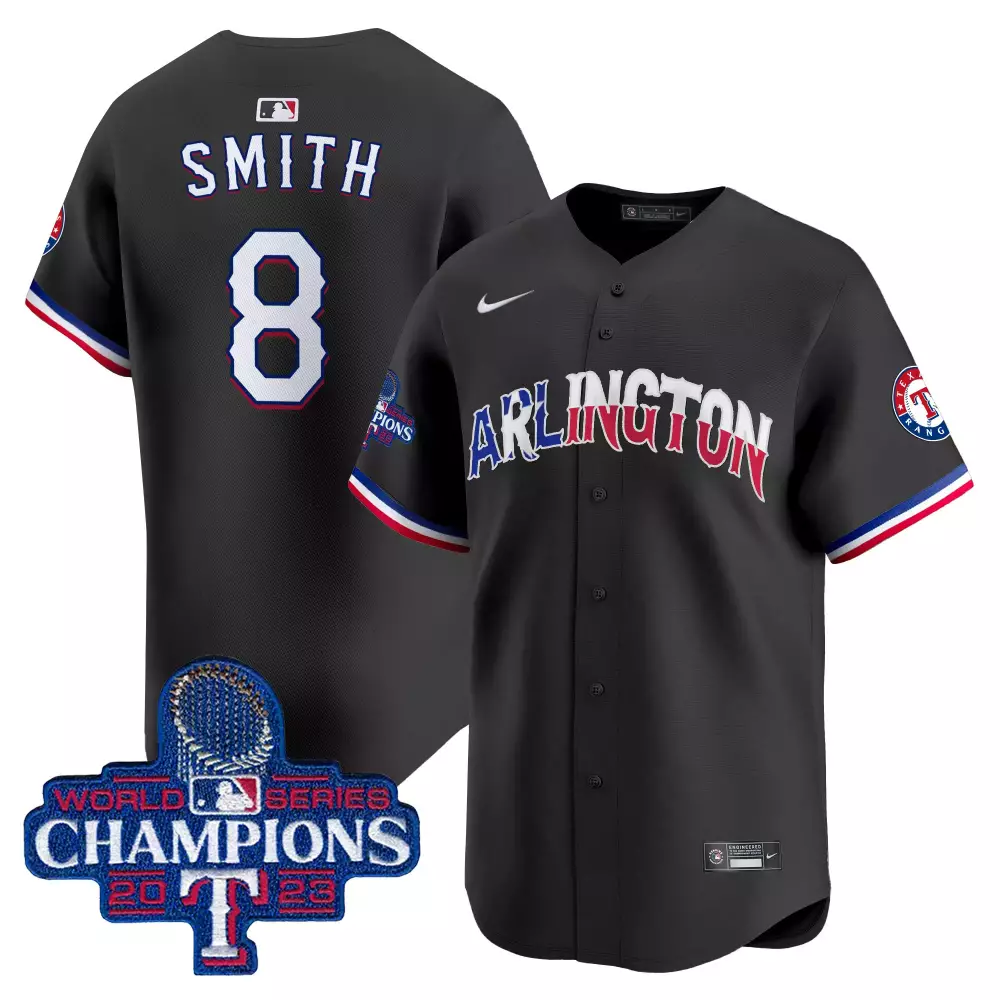 Josh Smith 8 Texas Rangers Jersey Black World Series Champions 2023 Team Men White