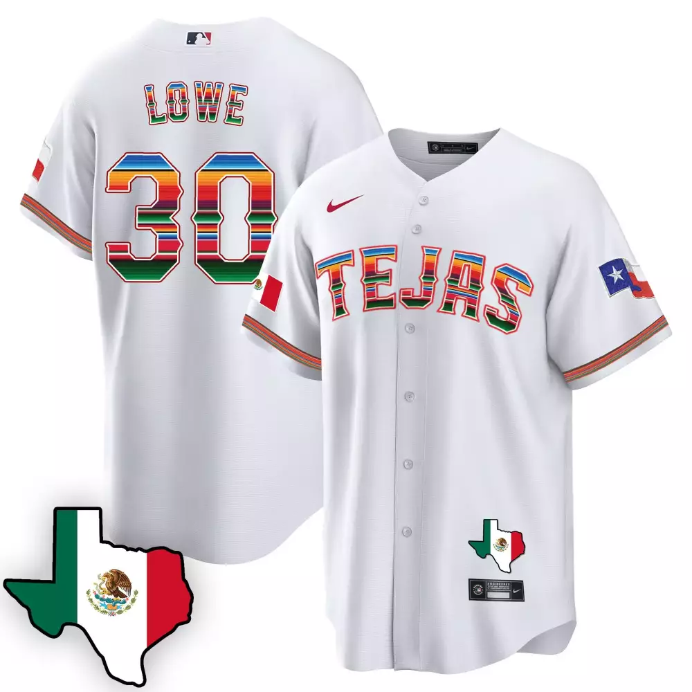 Lowe 30 Texas Rangers Jersey White Cinco De Mayo Mexico Flag Men Alternate Custom Design