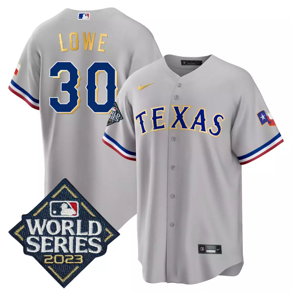 Nathaniel Lowe 30 Texas Rangers Jersey Gray 2023 World Series Men Blue Red White