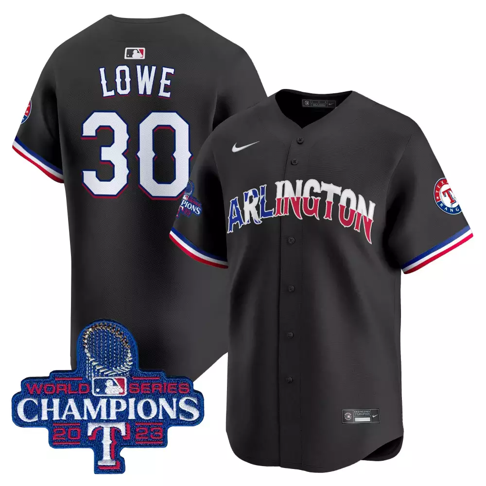 Lowe 30 Texas Rangers Jersey Black World Series Champions 2023 Men White Red Blue