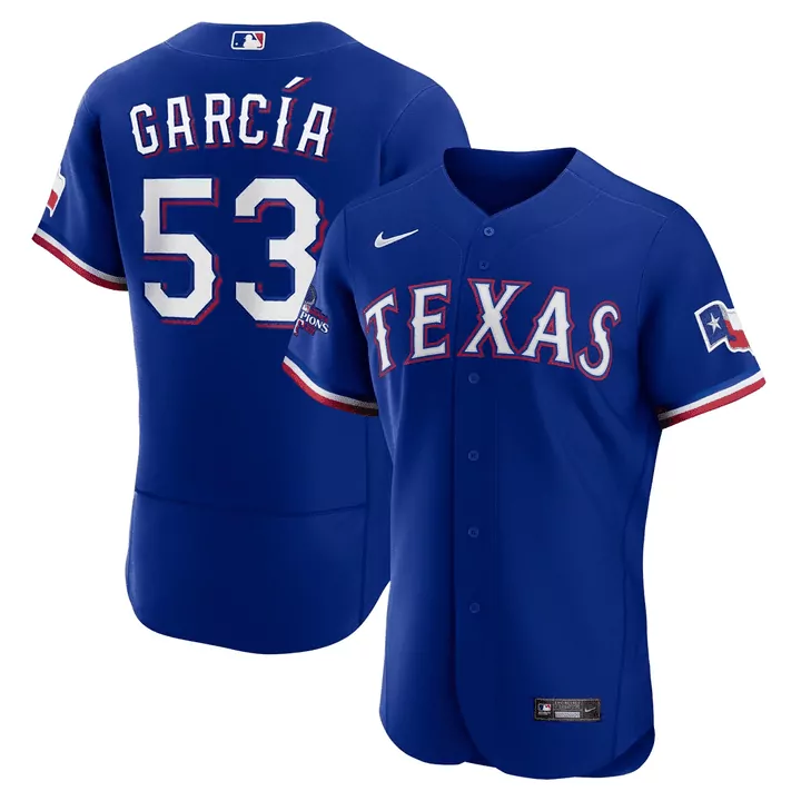 Adolis Garca 53 Texas Rangers Jersey Royal Blue World Series Champions Men White