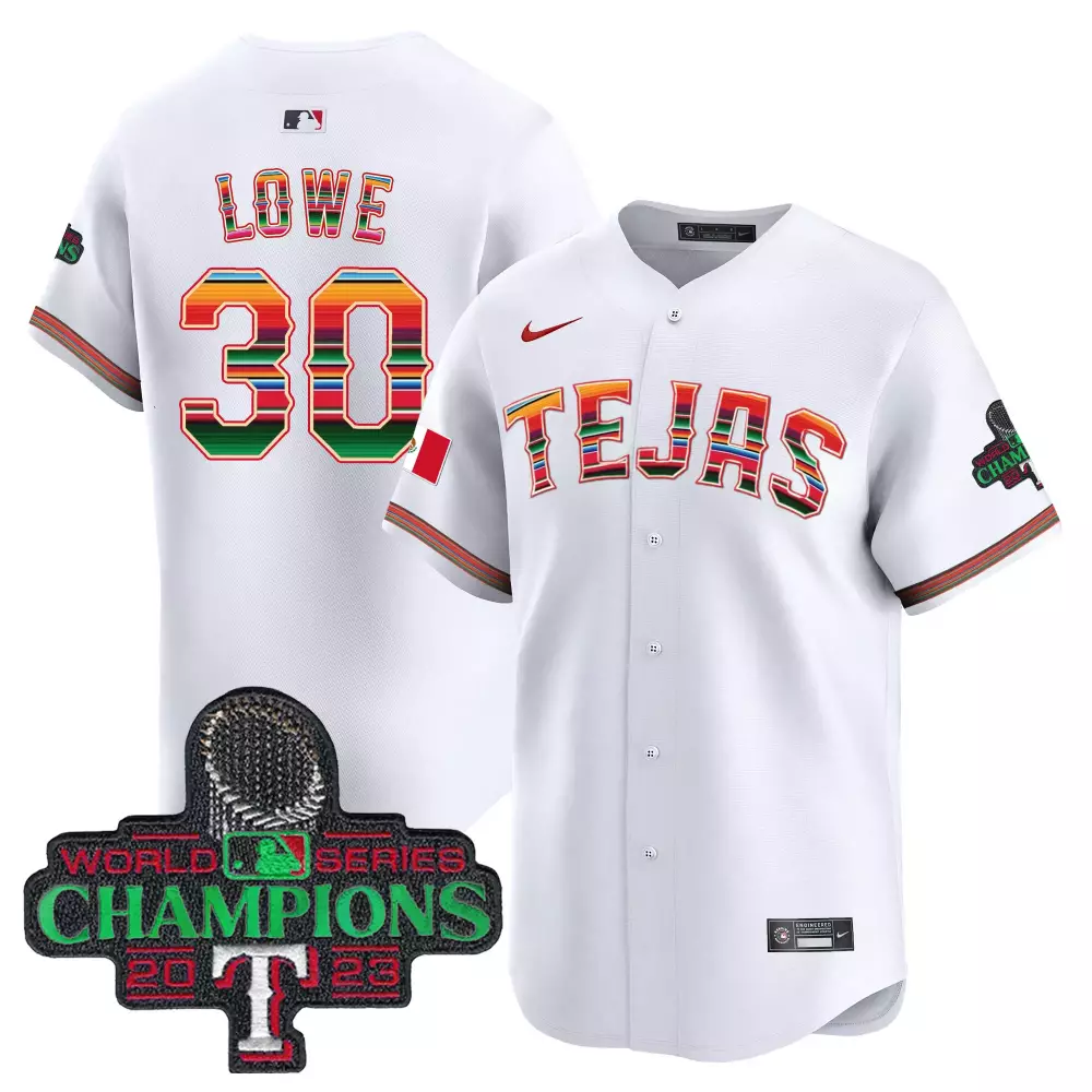 Nathaniel Lowe 30 Texas Rangers Jersey White Cinco De Mayo World Series Champions 2023