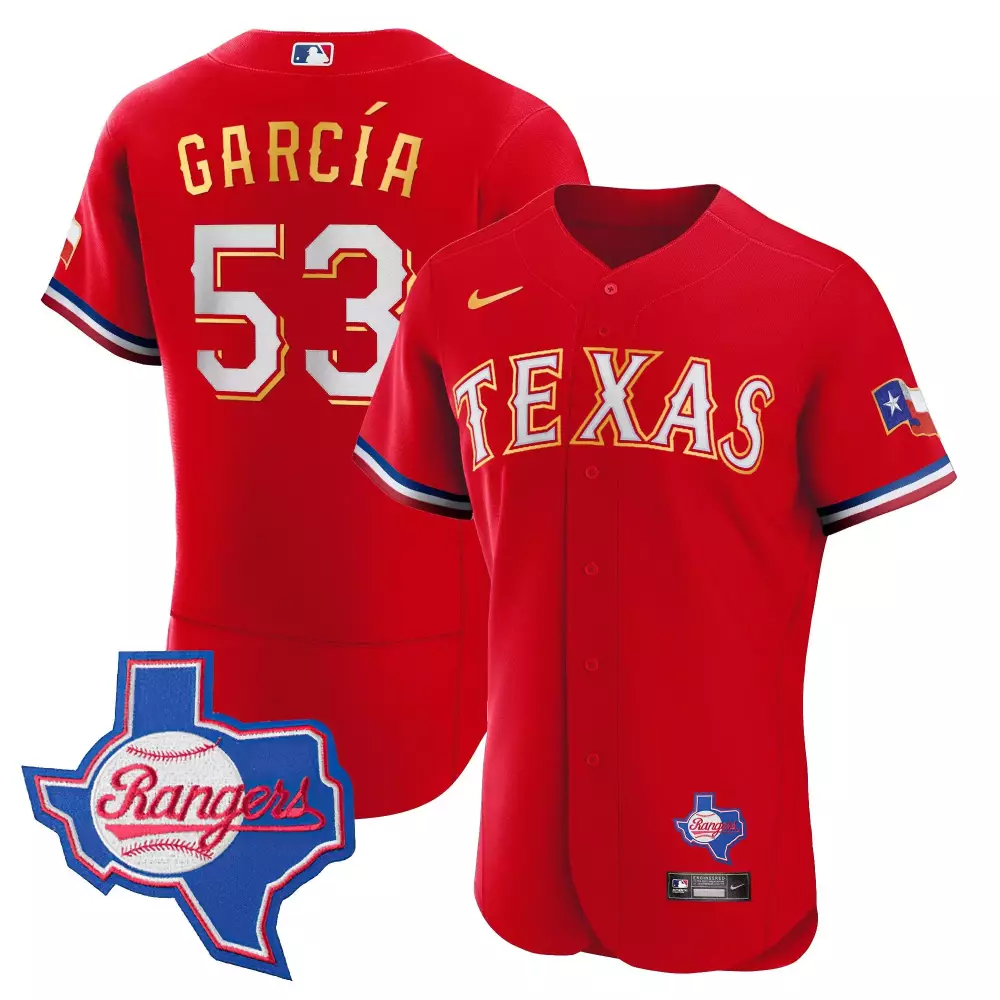 Adolis Garcia 53 Texas Rangers Jersey Red Men Blue White Flex Base All Stitched