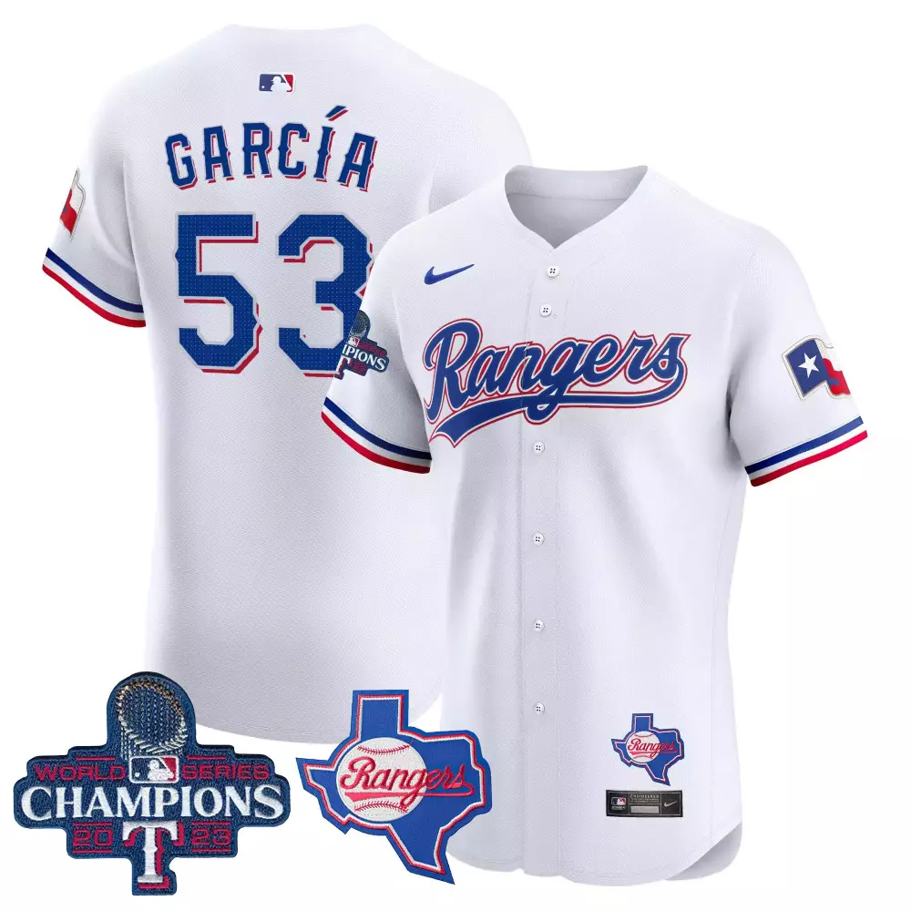 Adolis Garcia 53 Texas Rangers Jersey White World Series Champions 2023 Men Blue