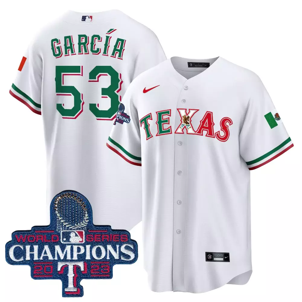 Adolis Garcia 53 Texas Rangers Jersey White World Series Champions 2023 Men Green