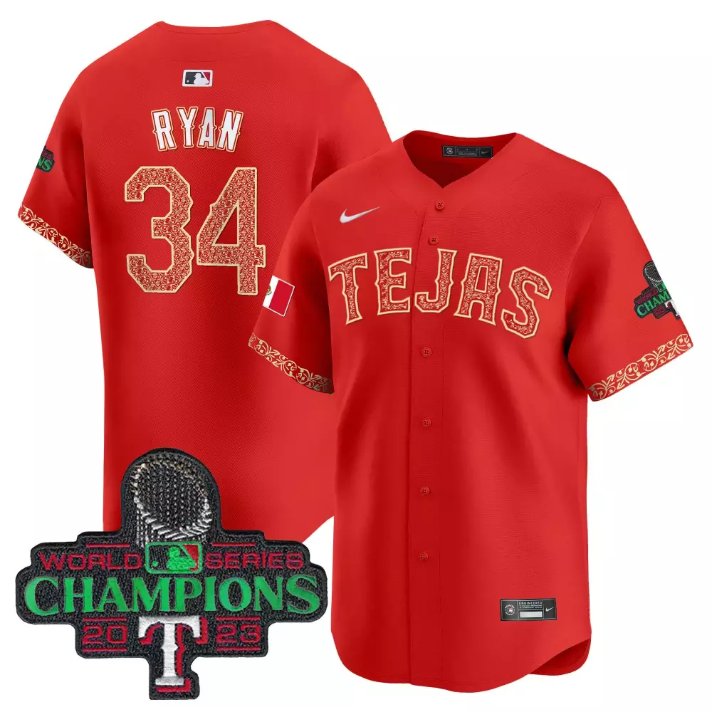 Nolan Ryan 34 Texas Jersey Red World Series Champions 2023 Men Gold White Vapor Premier