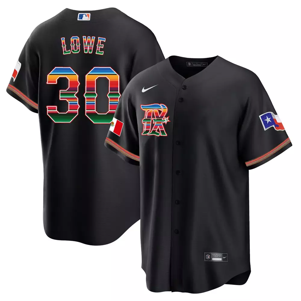 Nathaniel Lowe 30 Texas Rangers Jersey Black City Connect Mexico Flag 2023 Men Alternate