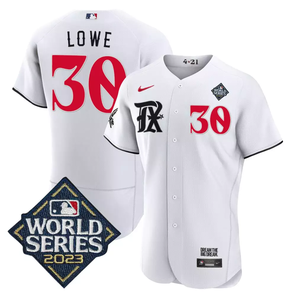 Lowe 30 Texas Rangers Jersey White World Series 2023 Men Red Black All Stitched