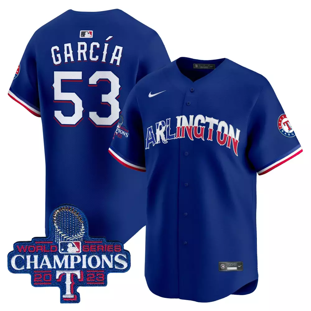 Adolis Garcia 53 Texas Rangers Jersey Royal Blue World Series Champions 2023 Men
