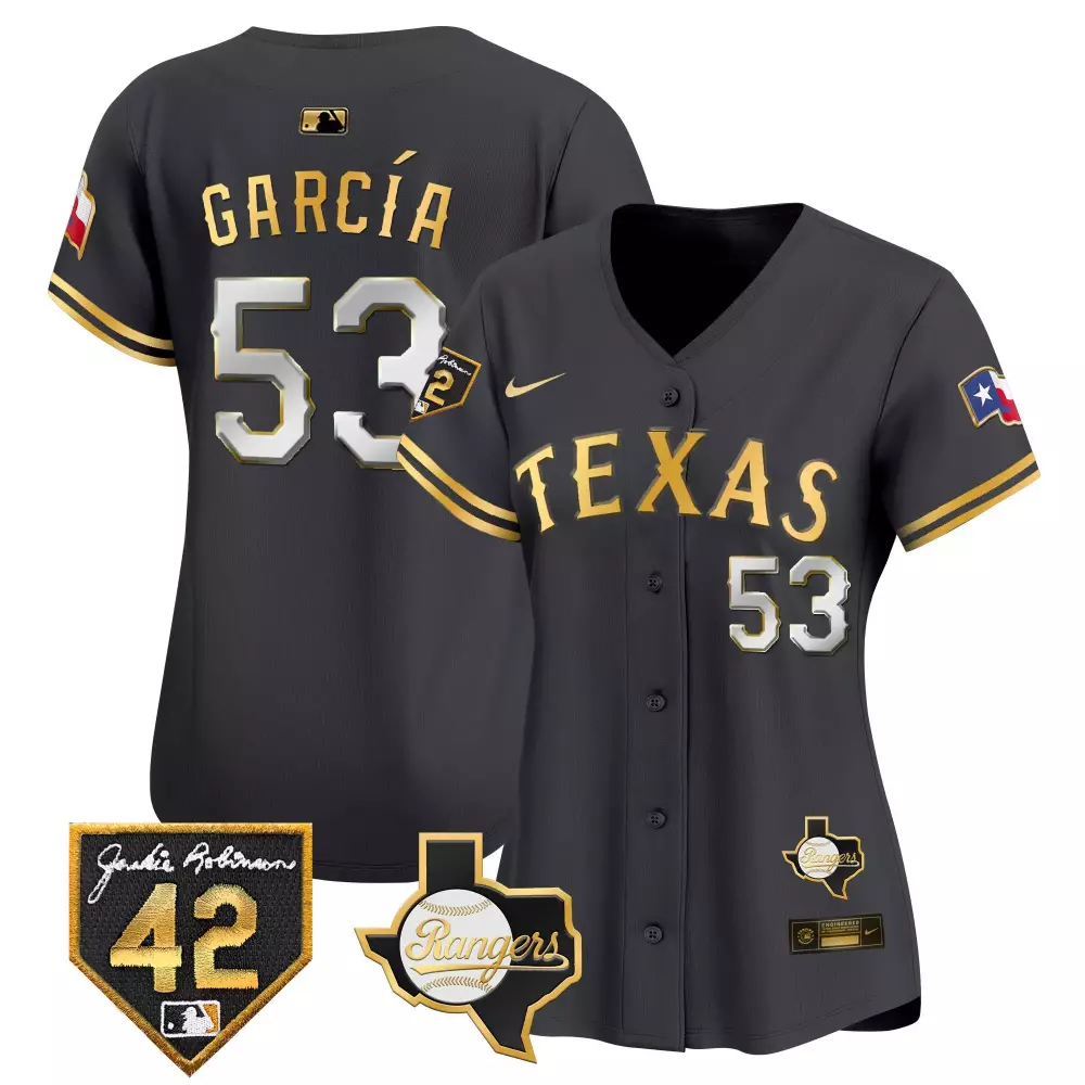 Adolis Garca 53 Texas Rangers Jersey Black City Connect Jackie Robinson 42 Men Gold