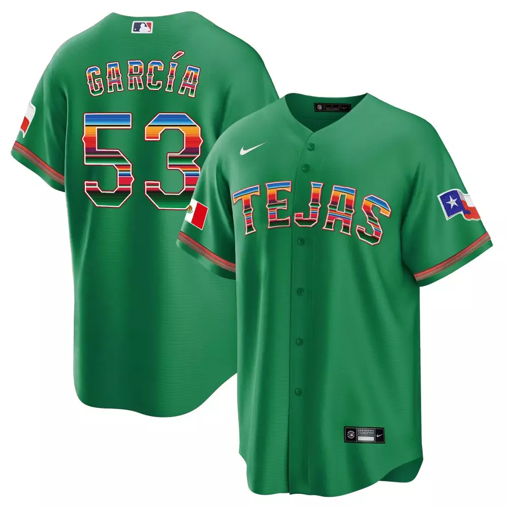 Adolis Garcia 53 Texas Rangers Jersey Green City Connect Men Split Custom Design