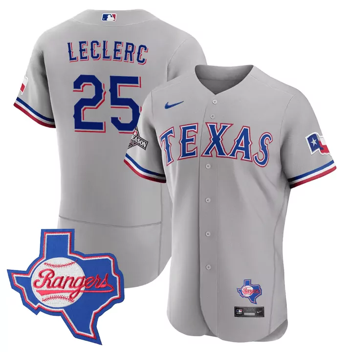 Jose Leclerc 25 Texas Rangers Jersey Gray City Connect 2020 Season Men Blue Red White