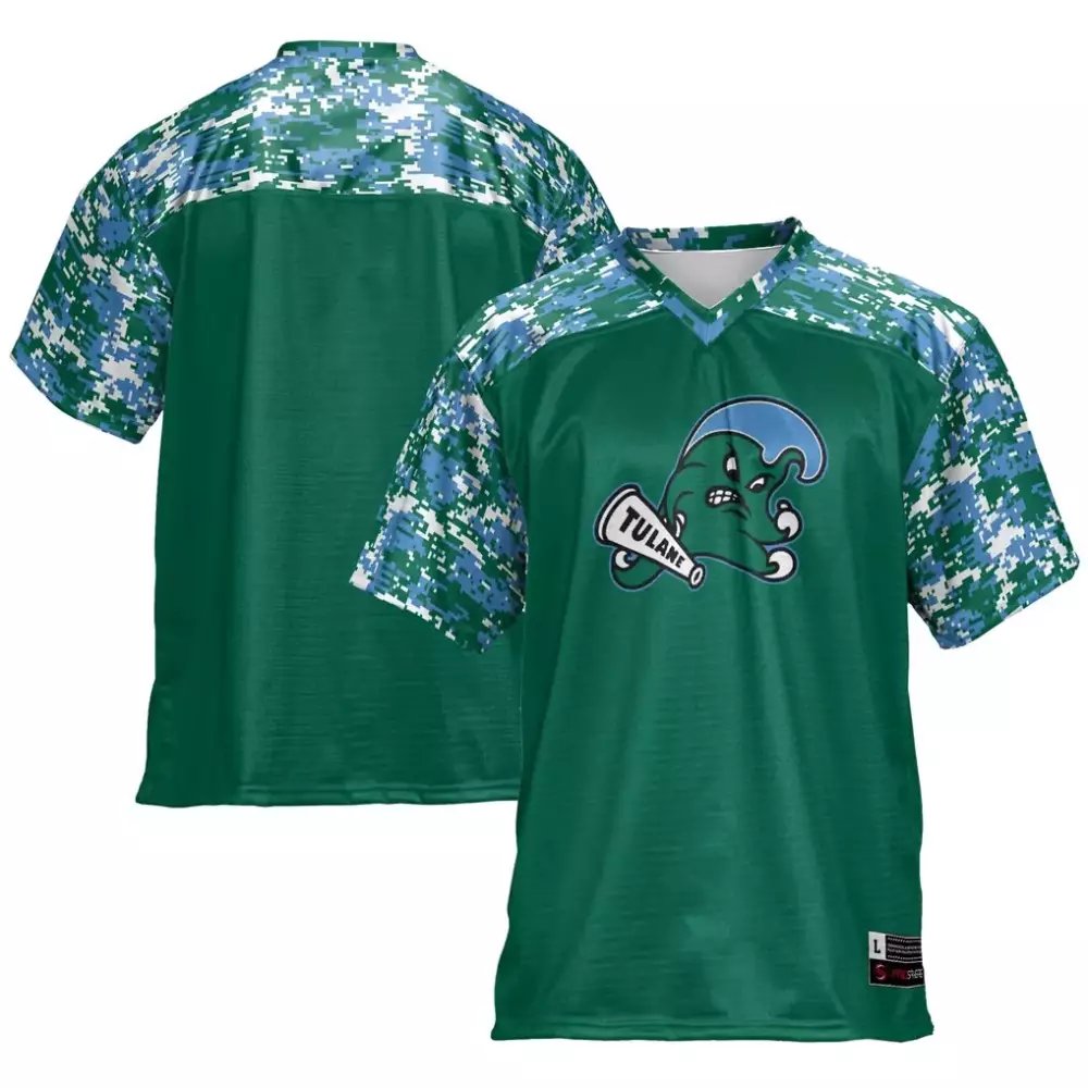 Tulane Jersey Green Split Design Blue White Digital Camouflage Gameday