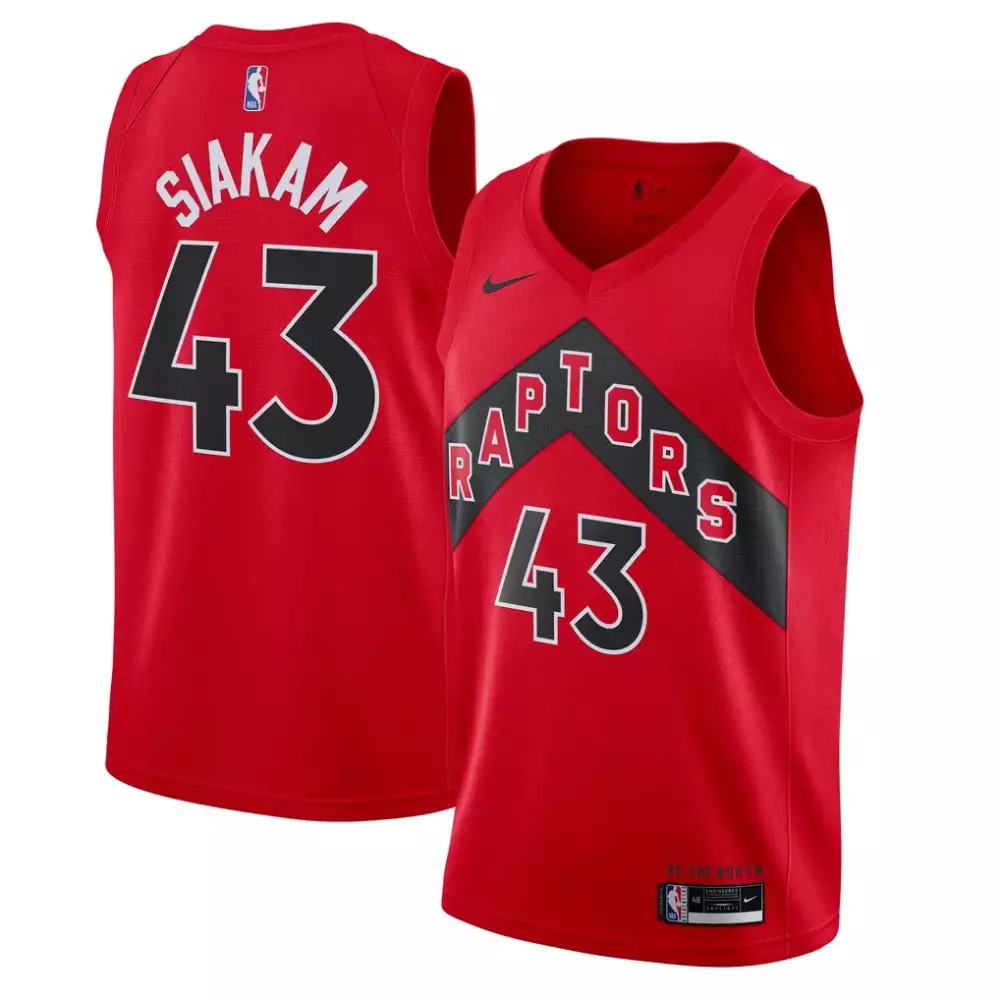 Pascal Siakam 43 Raptors Jersey Red Men Split Design Black White Icon Swingman