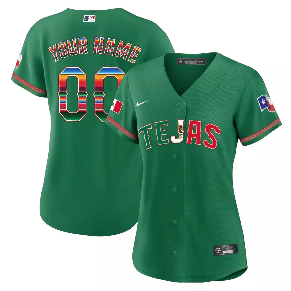 Custom Tejas Jersey Green Mexico Flag Texas Red White Blue Yellow Orange Purple All