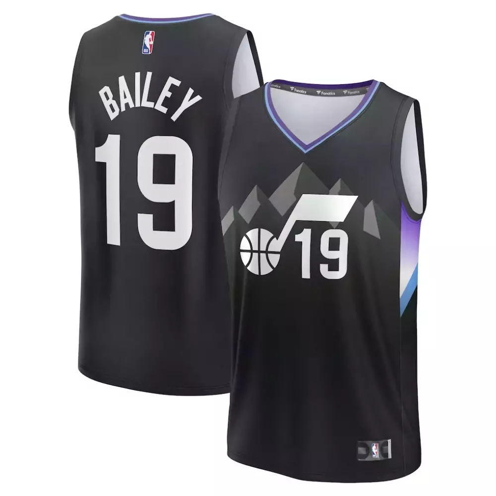 Ace Bailey 19 Utah Jazz Jersey Black Men White Purple Light Blue Gray Replica