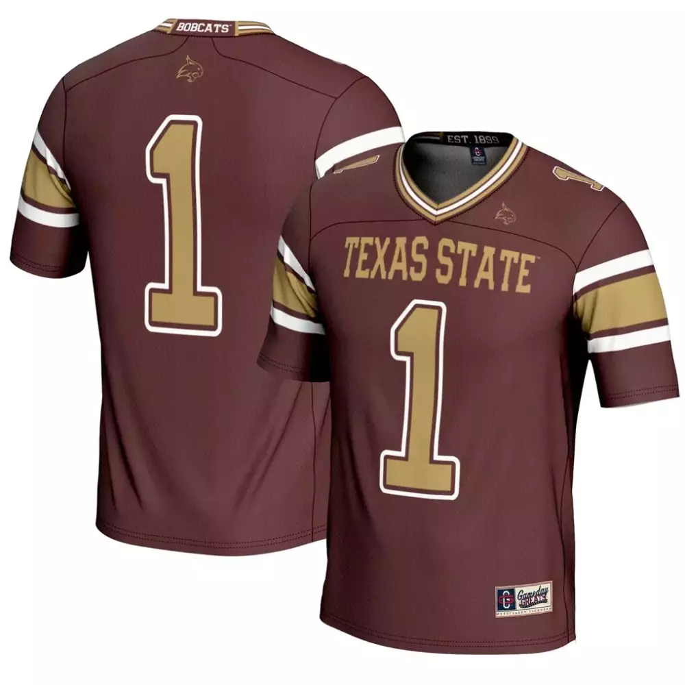 Texas State Bobcats 1 Jersey Maroon Gold White Gameday