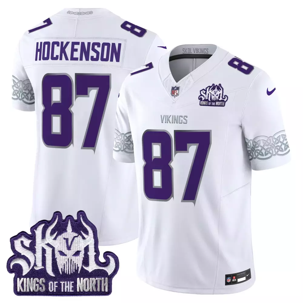 T.j. Hockenson 87 Vikings Jersey White Skol Kings Of The North Men Alternate Purple