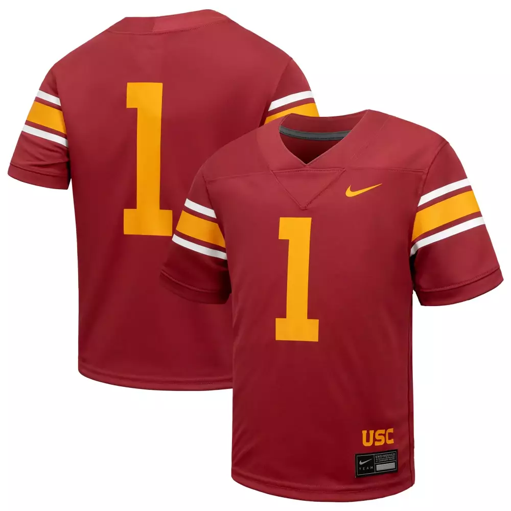 Trojans Cardinal 1 Usc Jersey Red Ncaa Men Gold White All Stitched Vapor Custom