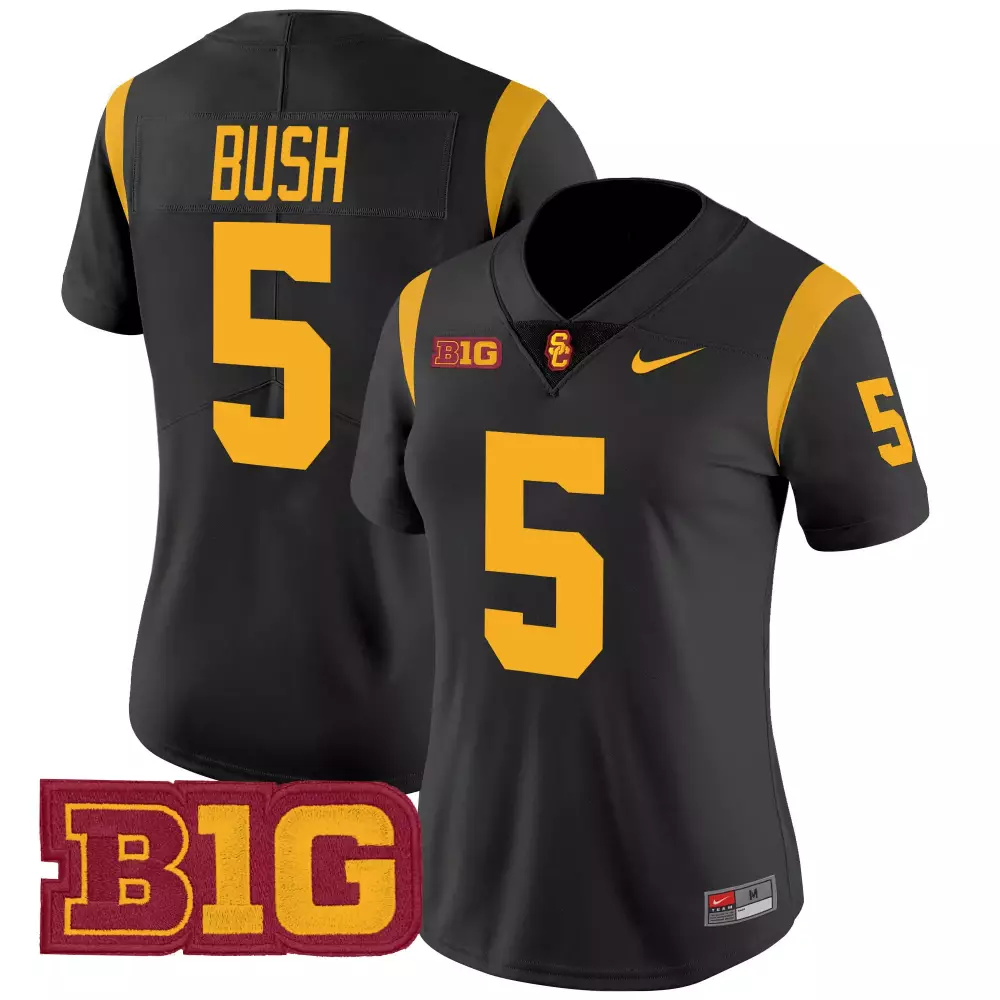 Bush Trojans 5 Usc Jersey Black Null Big Ten 2023 Women Cardinal Gold Vapor Limited