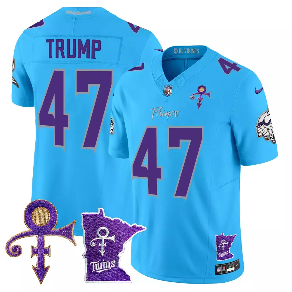 Donald Trump 47 Minnesota Vikings Jersey Light Blue Prince Tribute Symbol Twins 2023