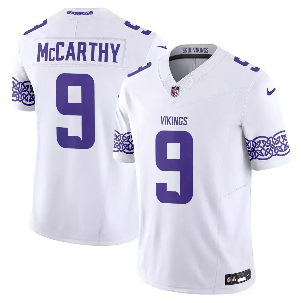 Jj Mccarthy 9 Vikings Jersey White Men Standard Alternate Purple Vapor Limited All