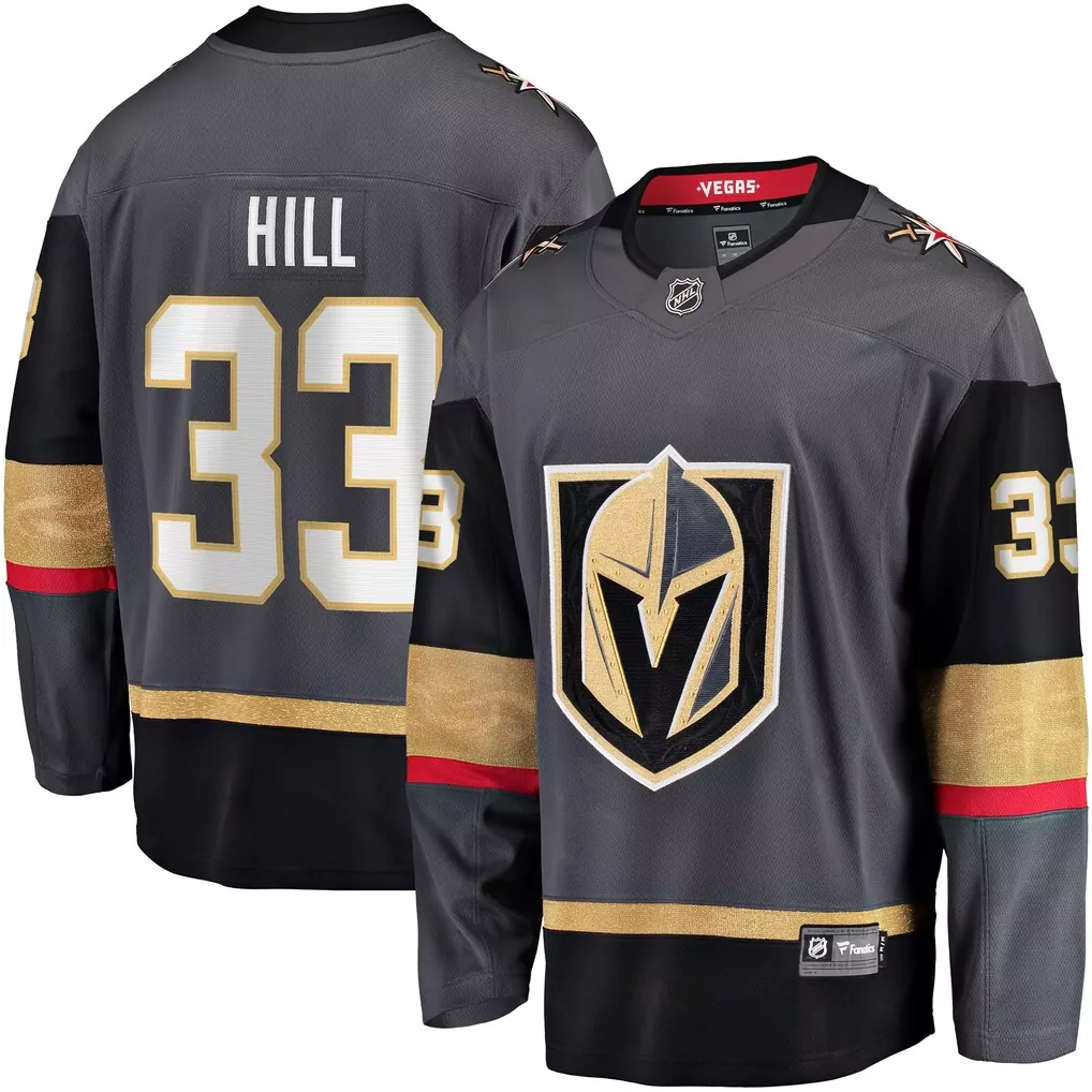 Adin Hill 33 Vegas Golden Knights Jersey Gray Men Black Gold Red Alternate Breakaway