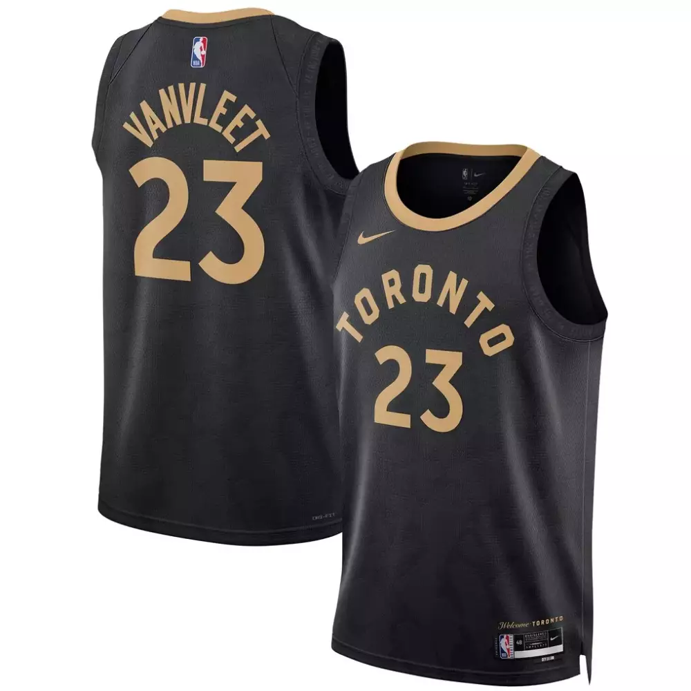 Fred Vanvleet 23 Toronto Raptors Jersey Black Men Gold Unisex Swingman