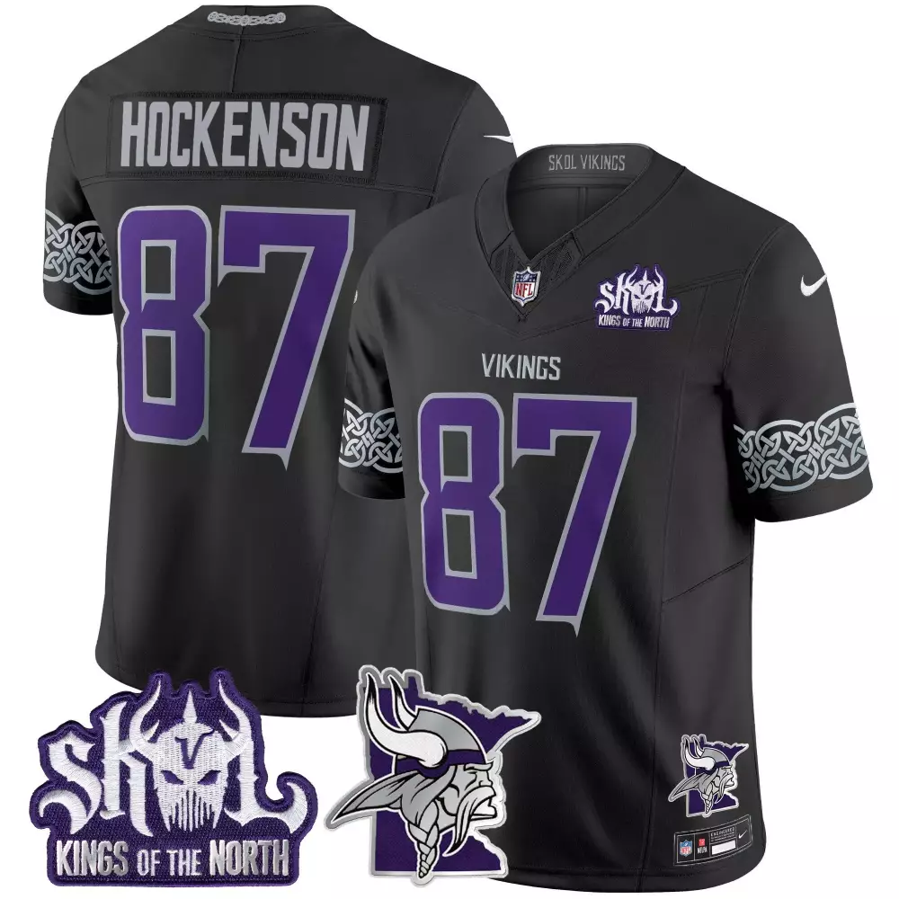 T.j. Hockenson 87 Vikings Jersey Black Kings Of The North Skol Men Alternate Purple