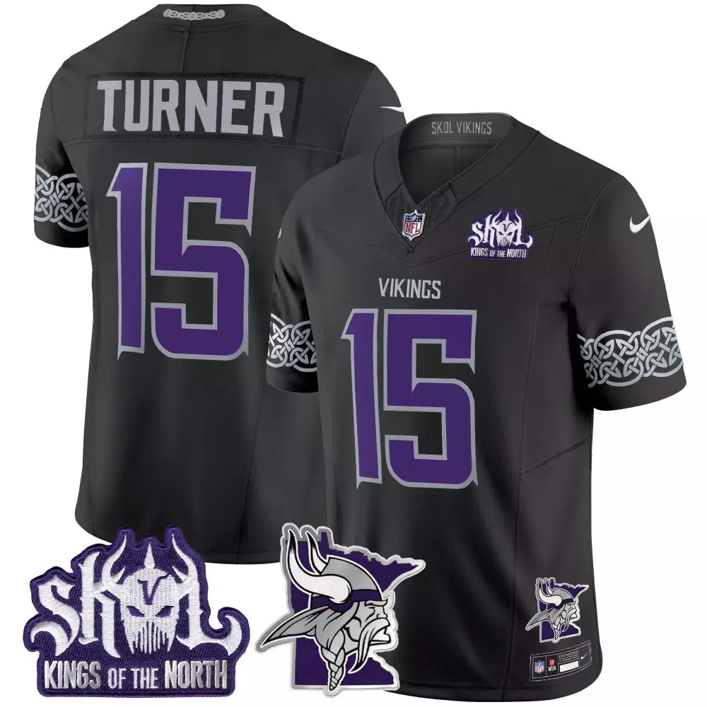 Turner Warrior 15 Vikings Jersey Black Skol Kings Of The North Men NFL Alternate