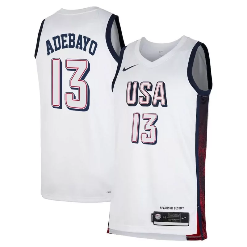 Bam Adebayo 13 USA Jersey White Sparks Destiny Men Navy Red