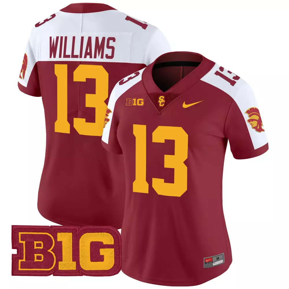 Williams Trojans 13 Usc Jersey Maroon Big Women White Gold Vapor Limited All Stitched