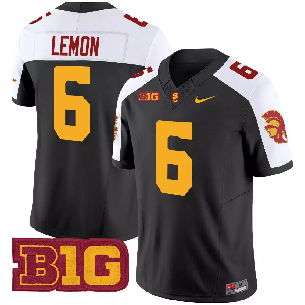Lemon Trojans 6 Usc Jersey Black Big Men White Gold Vapor All Stitched