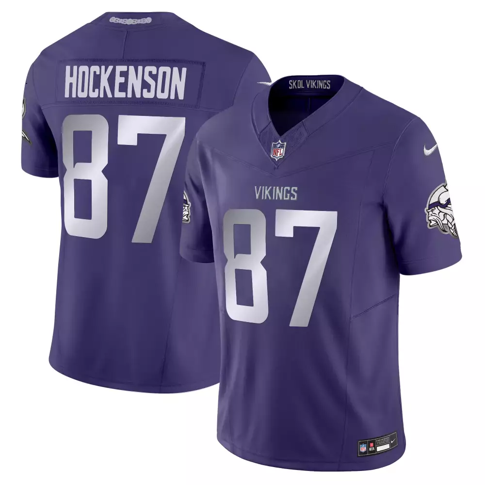 T.j. Hockenson 87 Vikings Jersey Purple Men Player Silver Vapor Limited All Stitched