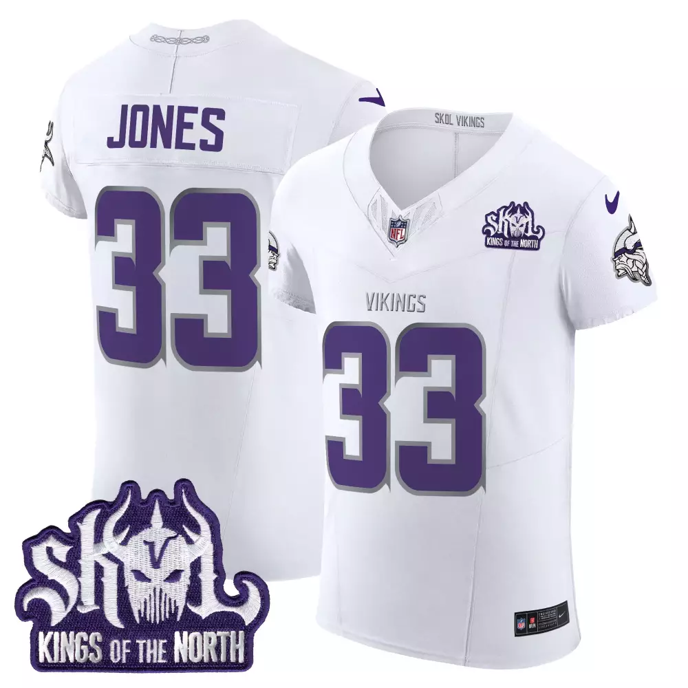Aaron Jones 33 Vikings Jersey White Skol Kings Of The North Men Alternate Purple