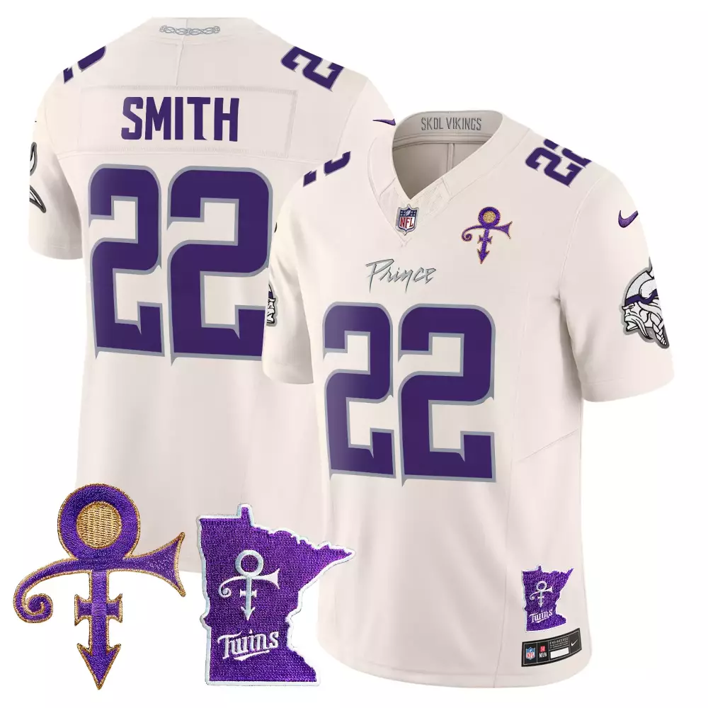 Harrison Smith 22 Jersey White Prince Minnesota Vikings Twins Men Alternate Purple