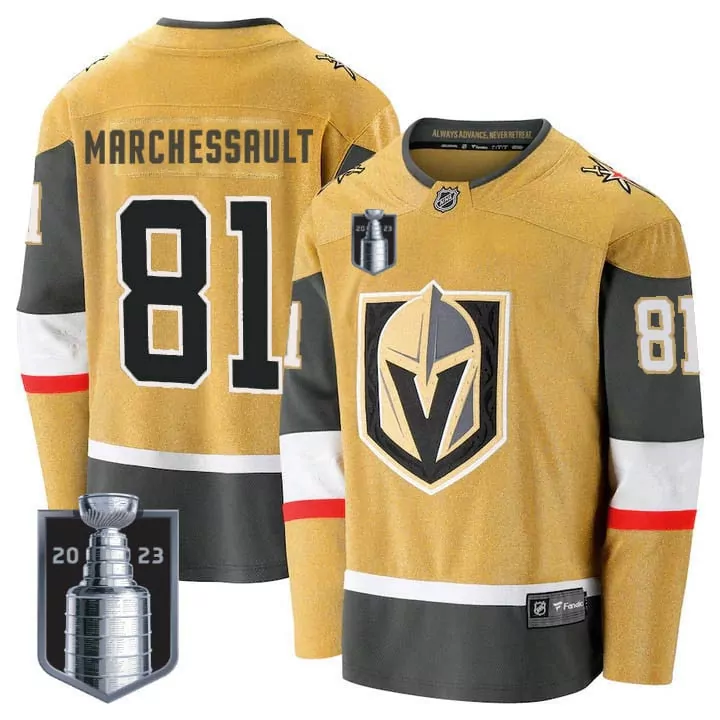 Jonathan Marchessault 81 Jersey Gold Vegas Golden Knights 2023 Stanley Cup Champions