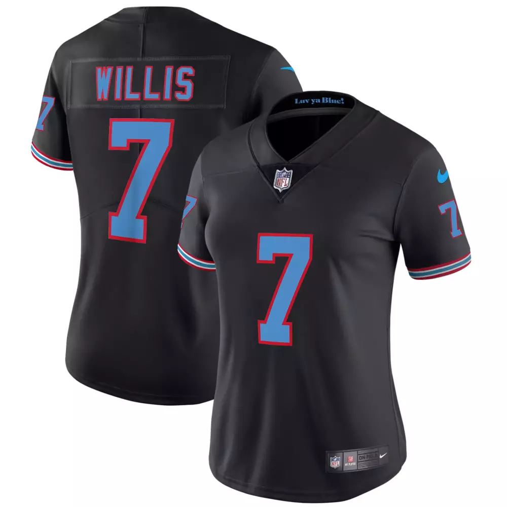 Malik Willis 7 Titans Jersey Black Men Player Alternate Light Blue Red White Throwback