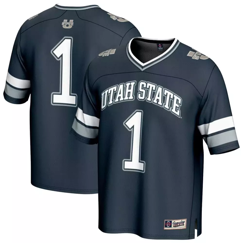 Custom Utah State 1 Jersey Navy White Gray Gameday Unisex Fashion