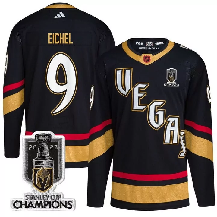 Jack Eichel 9 Vegas Jersey Black Stanley Cup Champions 2023 Men Gold Red All Stitched