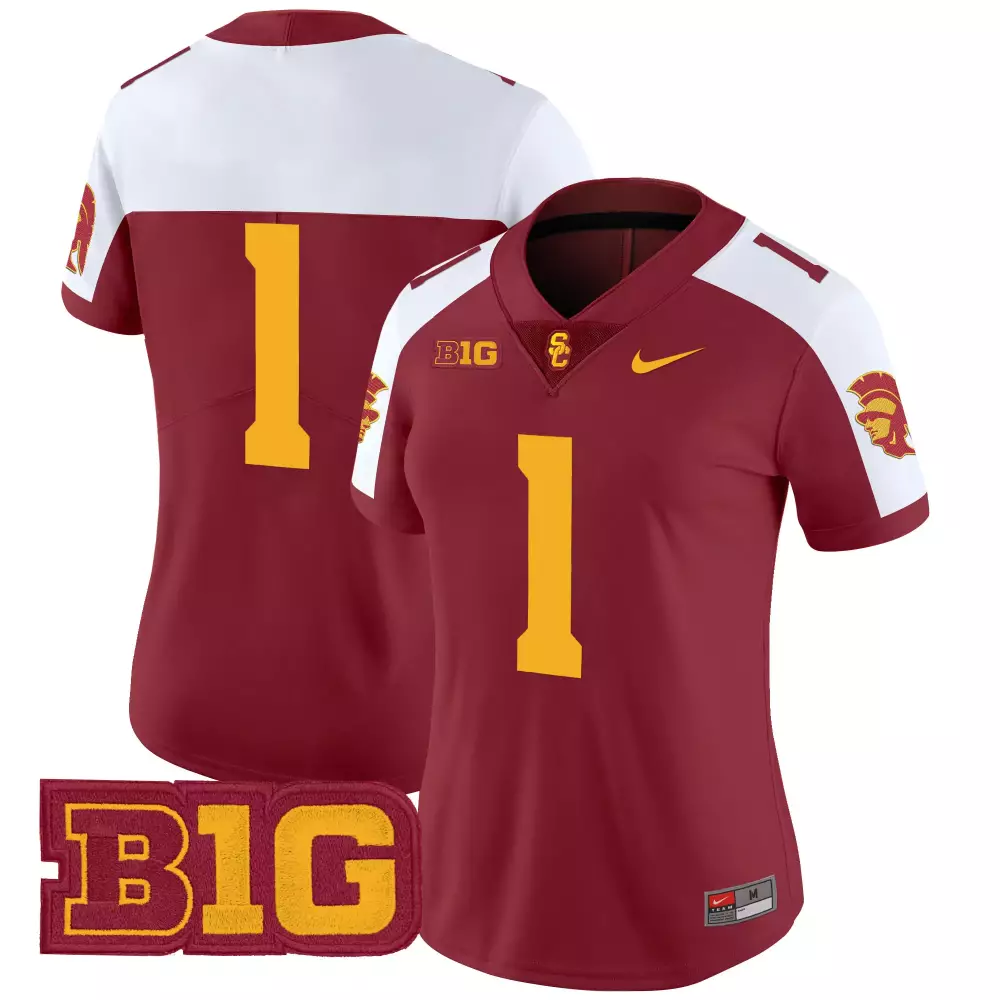 Not Visible 1 Usc Trojans Jersey Cardinal Big Women Gold White Vapor All Stitched