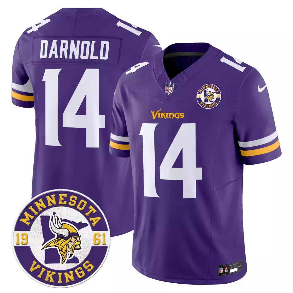 Sam Darnold 14 Minnesota Vikings Jersey Purple 1961 Men White Gold Vapor Limited