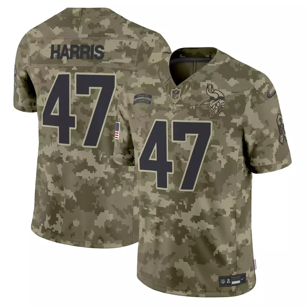 Kamala Harris 47 Jersey Green Salute To Service Minnesota Vikings American Flag Men