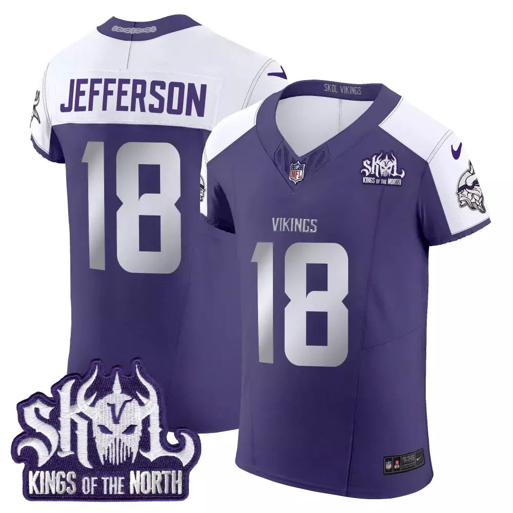 Justin Jefferson 18 Vikings Jersey Purple Skol Kings North Men White Alternate Vapor