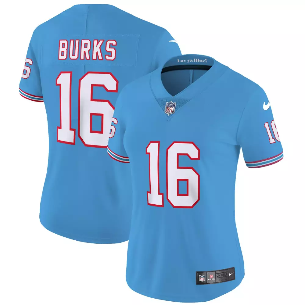 Burks 16 Tennessee Titans Jersey Light Blue Luv Ya 2023 Women Standard Alternate