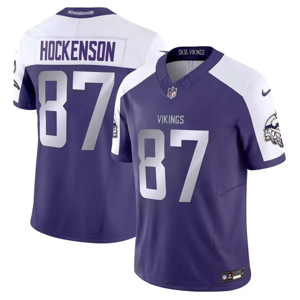 T.j. Hockenson 87 Vikings Jersey Purple Men Player White Alternate Vapor Limited