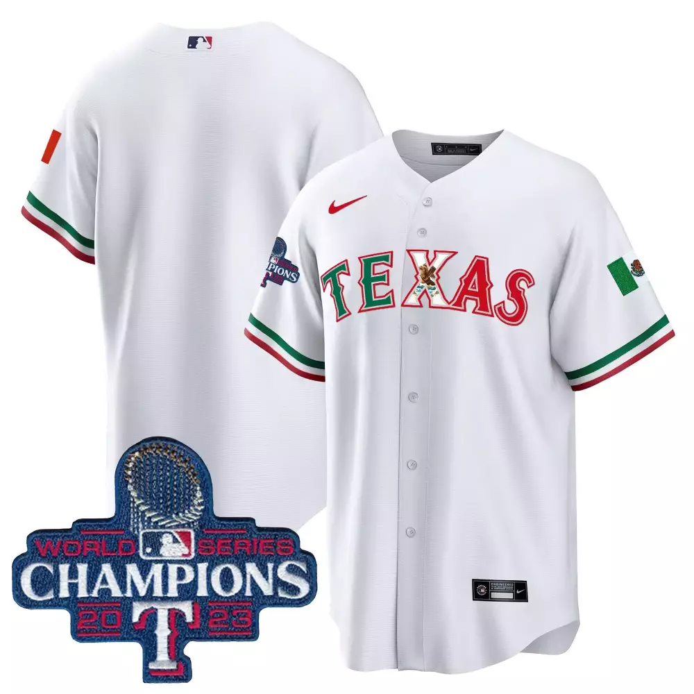 Mexico Texas Rangers Jersey White World Series Champions 2023 Men Red Green v2 All