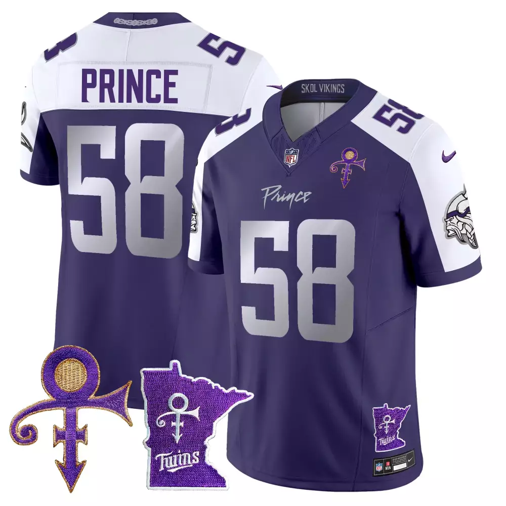 Myles Price 58 Minnesota Vikings Jersey Purple Prince Symbol Outline Twins Men White