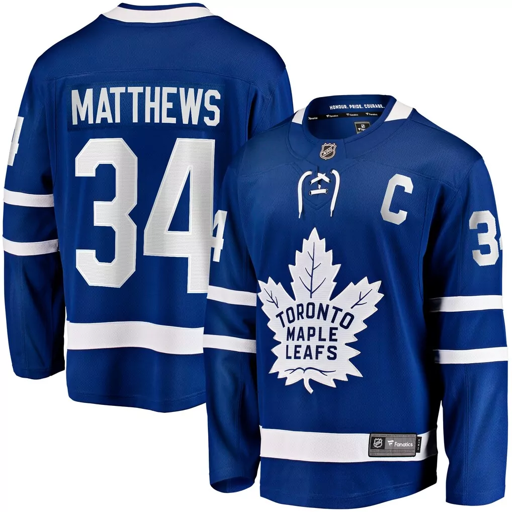 Auston Matthews 34 Jersey Blue Toronto Maple Leafs Men White Home Breakaway